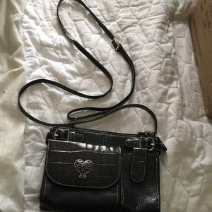 Multi functional compact black purse